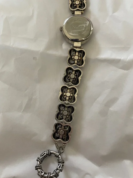 Silver-Tone Floral Link Watch with Pink Stones - Brighton Style! - Picture 8 of 9